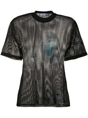 

Printed net top, Off-White Printed net top