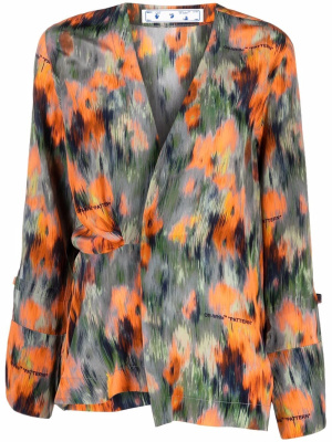 

Graphic-print silk blouse, Off-White Graphic-print silk blouse