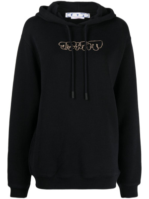 

Logo-embroidery rib-trimmed hoodie, Off-White Logo-embroidery rib-trimmed hoodie