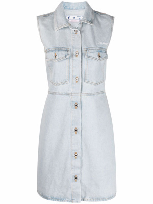 

Logo-print denim shirtdress, Off-White Logo-print denim shirtdress