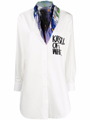 

X KATSU bandana-detail logo-print shirt dress, Off-White X KATSU bandana-detail logo-print shirt dress