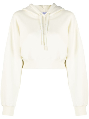 

Faux-pearl embellished cropped hoodie, Off-White Faux-pearl embellished cropped hoodie