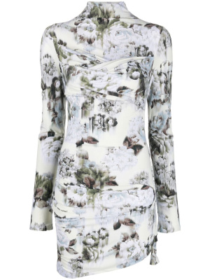 

Asymmetric floral-print dress, Off-White Asymmetric floral-print dress