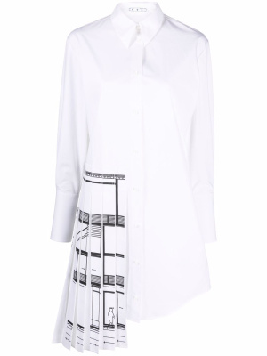 

Pleated-panel shirt dress, Off-White Pleated-panel shirt dress