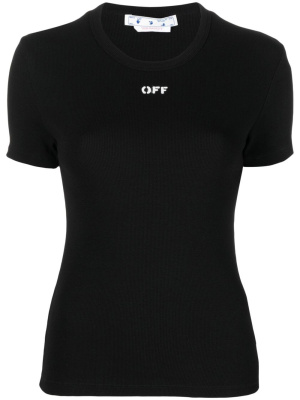 

Logo-print ribbed T-shirt, Off-White Logo-print ribbed T-shirt