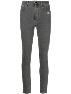 

Slogan-print cropped skinny jeans, Off-White Slogan-print cropped skinny jeans