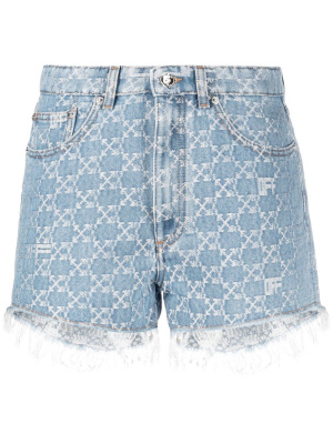 

Monogram-print denim shorts, Off-White Monogram-print denim shorts