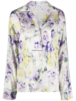 

Chine Satin floral-print shirt, Off-White Chine Satin floral-print shirt