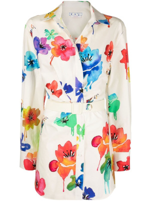 

Floral-print twisted shirtdress, Off-White Floral-print twisted shirtdress