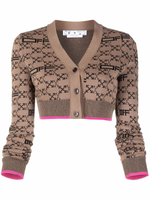 

Monogram-pattern cropped cardigan, Off-White Monogram-pattern cropped cardigan