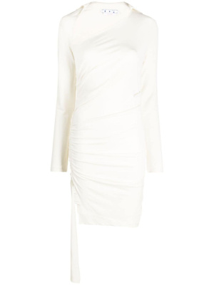 

Asymmetric ruched minidress, Off-White Asymmetric ruched minidress