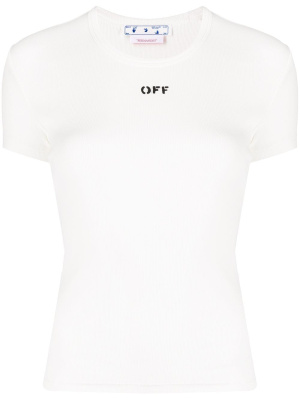 

Logo-print ribbed T-shirt, Off-White Logo-print ribbed T-shirt