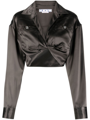 

Cropped long-sleeve blouse, Off-White Cropped long-sleeve blouse