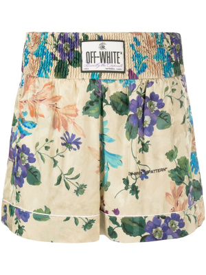 

Floral-print logo-patch shorts, Off-White Floral-print logo-patch shorts