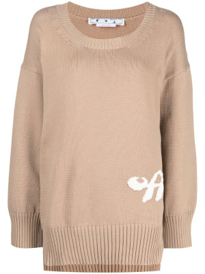 

Intarsia-logo ribbed jumper, Off-White Intarsia-logo ribbed jumper