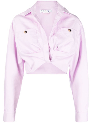 

Twisted-front cropped cotton jacket, Off-White Twisted-front cropped cotton jacket