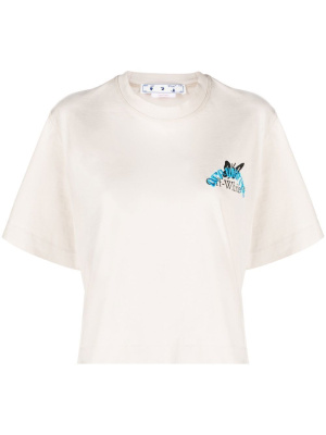 

Butterfly-print cropped T-shirt, Off-White Butterfly-print cropped T-shirt