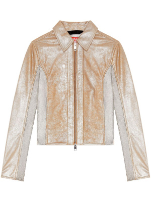 

Metallic-effect zipped leather jacket, Diesel Metallic-effect zipped leather jacket