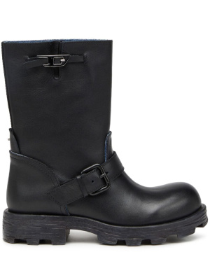 

Logo-buckle leather boots, Diesel Logo-buckle leather boots