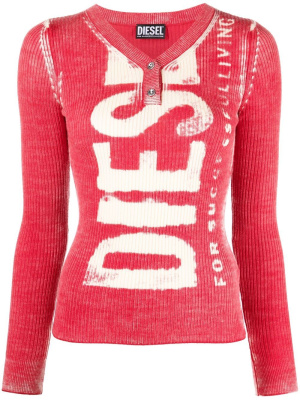 

Logo-print ribbed-knit top, Diesel Logo-print ribbed-knit top