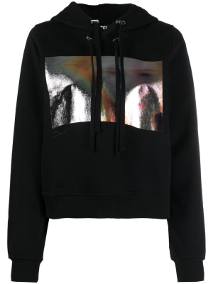 

Double-drawstring metallic graphic-print hoodie, Diesel Double-drawstring metallic graphic-print hoodie