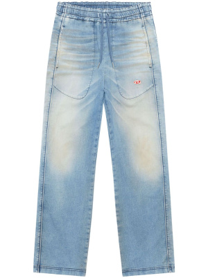 

Logo-embroidered wide-leg jeans, Diesel Logo-embroidered wide-leg jeans