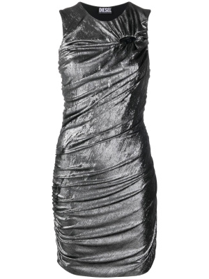 

Metallic ruched logo-plaque dress, Diesel Metallic ruched logo-plaque dress