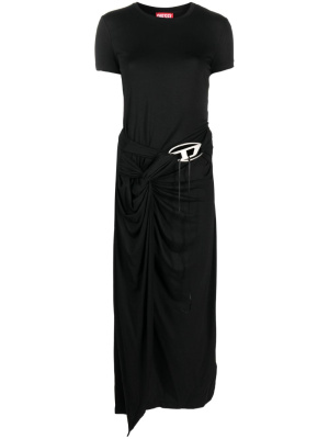 

Logo-plaque draped midi dress, Diesel Logo-plaque draped midi dress