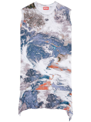 

Planet-print drawstring midi dress, Diesel Planet-print drawstring midi dress