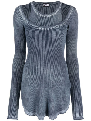 

Layered washed cold-shoulder top, Diesel Layered washed cold-shoulder top