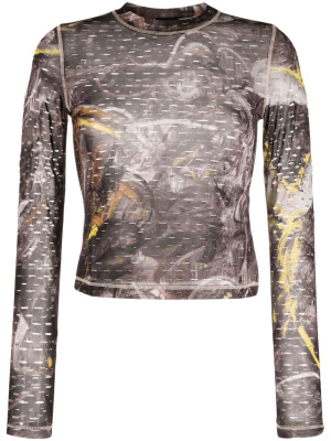 

Camouflage-print cut-out top, Diesel Camouflage-print cut-out top
