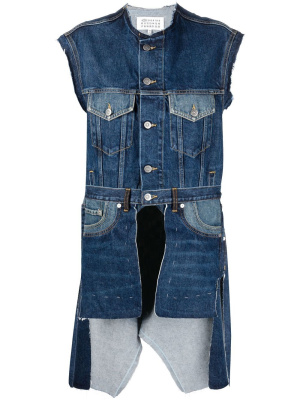 

Longline asymmetric denim vest, Maison Margiela Longline asymmetric denim vest