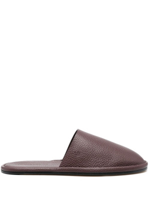 

Embossed-logo leather slippers, Victoria Beckham Embossed-logo leather slippers