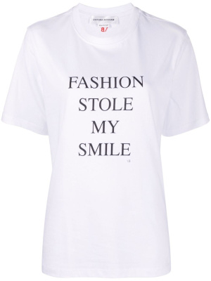 

Slogan-print organic cotton T-shirt, Victoria Beckham Slogan-print organic cotton T-shirt