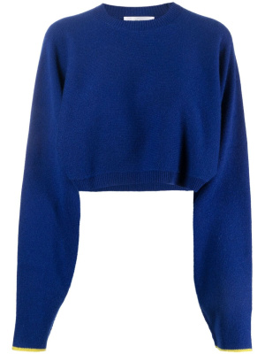 

Long-sleeved knitted cropped jumper, Victoria Beckham Long-sleeved knitted cropped jumper