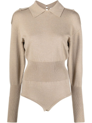 

Knitted classic-collar bodysuit, Victoria Beckham Knitted classic-collar bodysuit