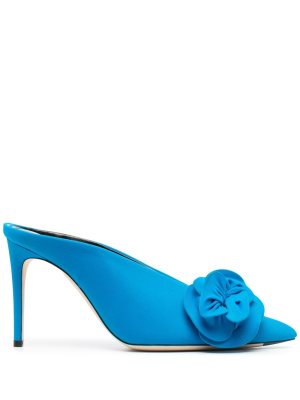 

Floral-appliqué 105mm leather mules, Victoria Beckham Floral-appliqué 105mm leather mules