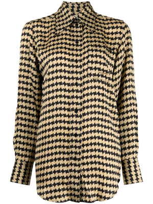 

Houndstooth-print pointed-collar shirt, Victoria Beckham Houndstooth-print pointed-collar shirt