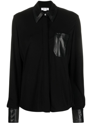

Leather accent shirt, Victoria Beckham Leather accent shirt