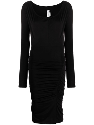 

Ruched long-sleeve midi dress, Victoria Beckham Ruched long-sleeve midi dress