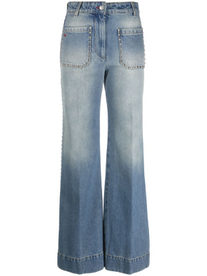 

Alina studded wide-leg jeans, Victoria Beckham Alina studded wide-leg jeans