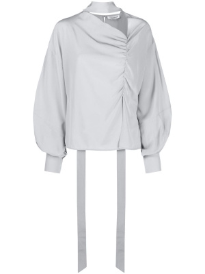 

Boat-neck puff-sleeved blouse, Victoria Beckham Boat-neck puff-sleeved blouse