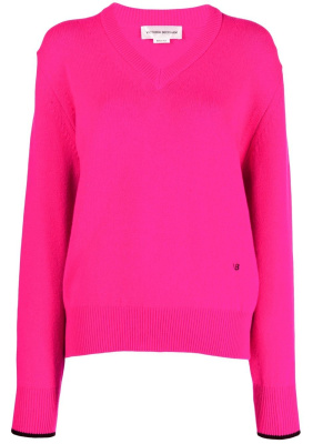 

Logo-embroidered V-neck jumper, Victoria Beckham Logo-embroidered V-neck jumper