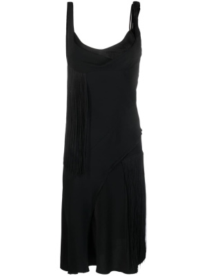 

Asymmetric fringed slip dress, Victoria Beckham Asymmetric fringed slip dress