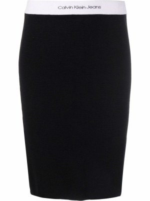 

Knitted logo-waist skirt, Calvin Klein Jeans Knitted logo-waist skirt
