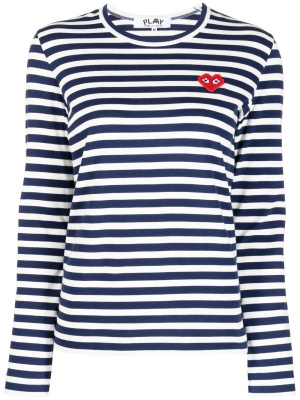 

Stripe-pattern logo-patch T-shirt, Comme Des Garçons Play Stripe-pattern logo-patch T-shirt