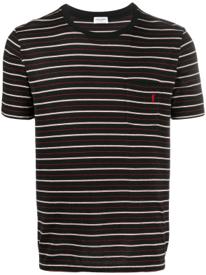 

Embroidered logo striped T-shirt, Saint Laurent Embroidered logo striped T-shirt