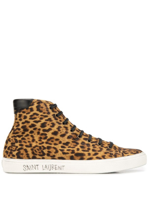 

Malibu leopard print high-top sneakers, Saint Laurent Malibu leopard print high-top sneakers