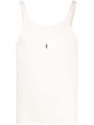 

Logo-embroidered ribbed tank top, Saint Laurent Logo-embroidered ribbed tank top