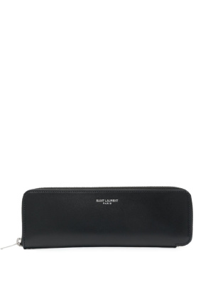 

Logo-print leather pouch, Saint Laurent Logo-print leather pouch